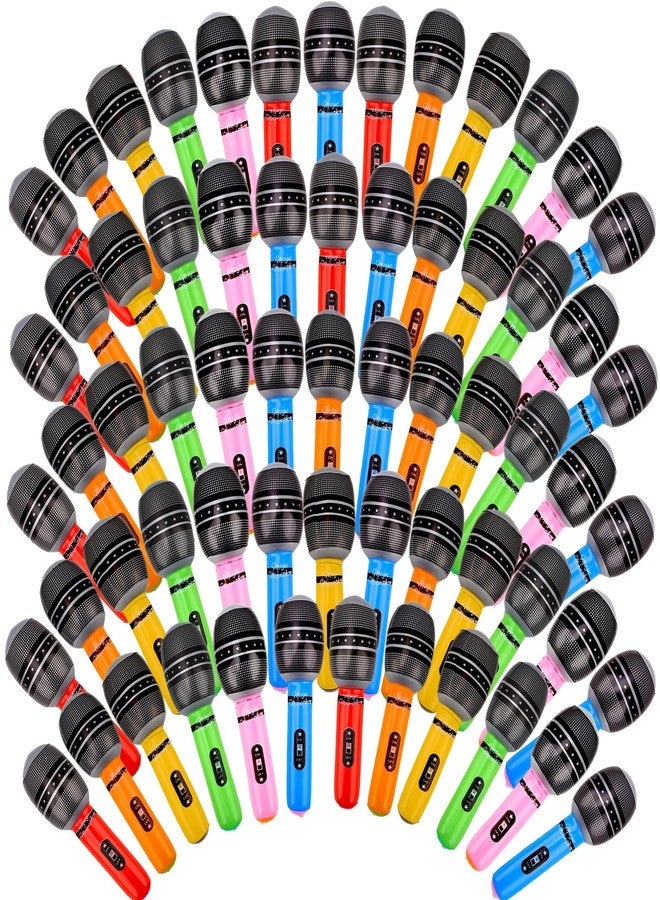 Feradny 64 Pieces Giant Blow up Microphone 9.8 Inch Inflatable Microphones Assorted Colors Inflatable Microphone Props Plastic Toys for Musical Concert Themed Party Role Play Party Decoration Supplies - Image 1